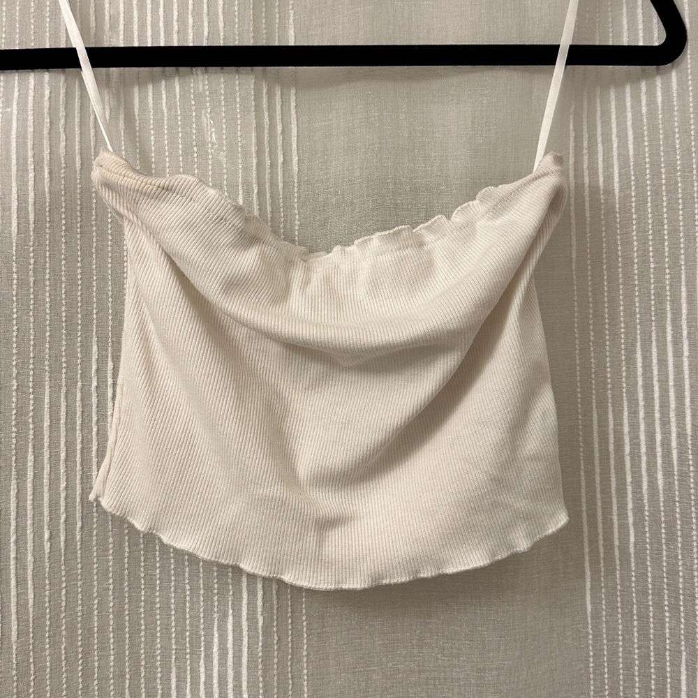SHEIN White Cropped Strapless Tube Tank